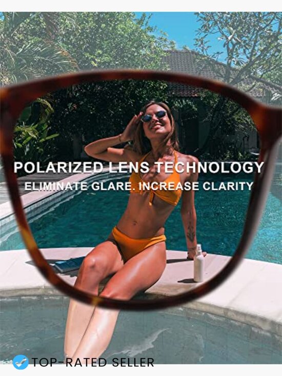 Polarized Sunglasses 2 Pack Square Big Frame UV400 Protection Classic Trendy